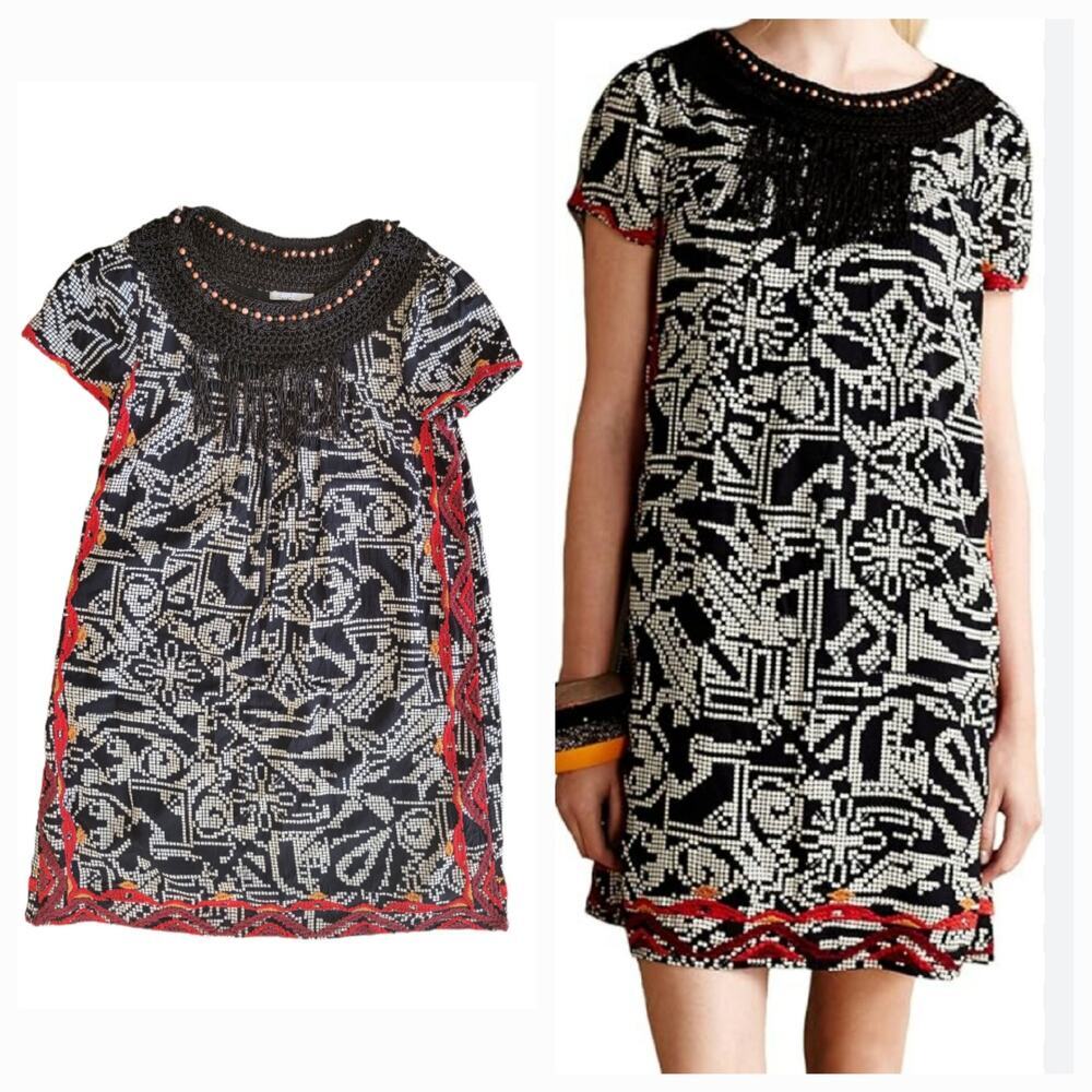 Anthropologie Floreat Abelia Black Dress Size‎ Small